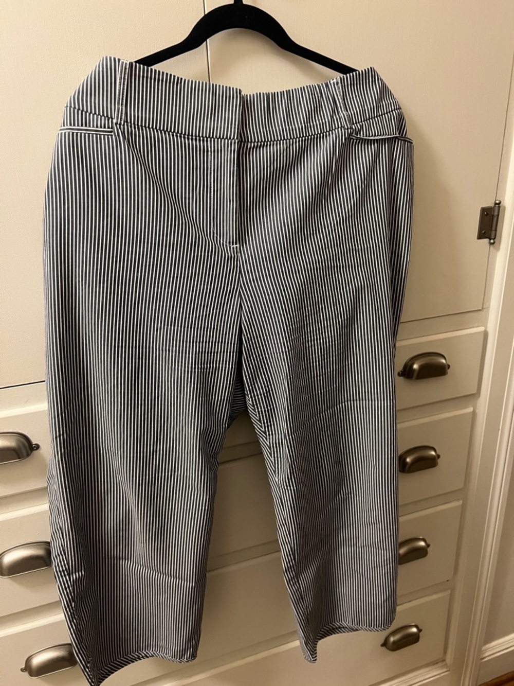 Lane Bryant Black and White Pinstripe Cropped Pants